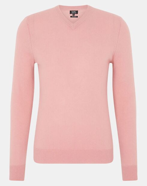 Pull 100% Cachemire Nachve col V rose