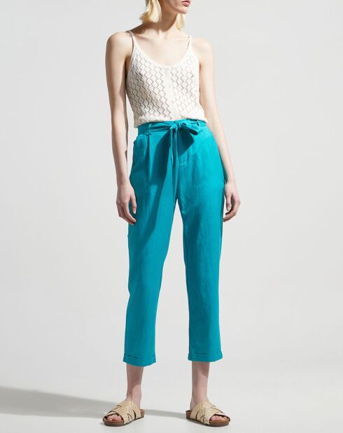 Pantalon droit chino Lupin turquoise