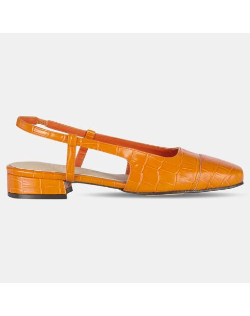 Orangefarbene Slingbacks Mia Croco aus Leder