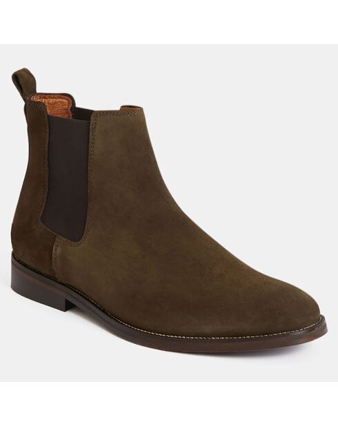 Chelsea Boots en Cuir vert kaki