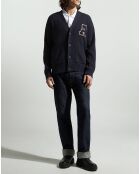 Cardigan en Coton & Laine Fardi varsity bleu marine