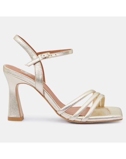 Sandali con tacco in pelle platino - Tacco 8 cm