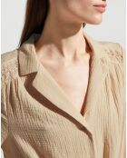 Robe en Lin & Coton Lalie col chemisier beige