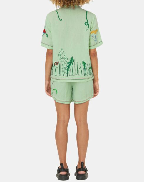 Short en Lin mélangé Aleta vert clair