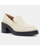 Mocassins en Cuir Chunky écrus - Talon 7 cm