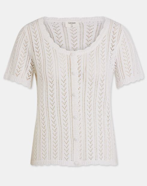 Top en crochet écru