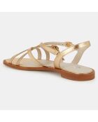 Sandales plates en Cuir dorées