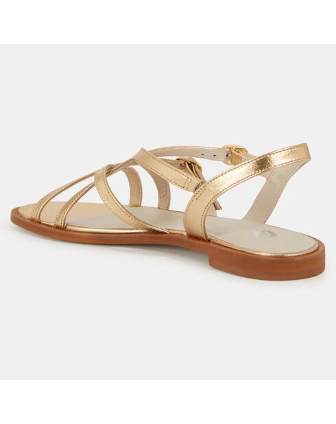 Sandales plates en Cuir dorées