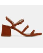 Sandales à talon en Cuir orange brique - Talon 6 cm
