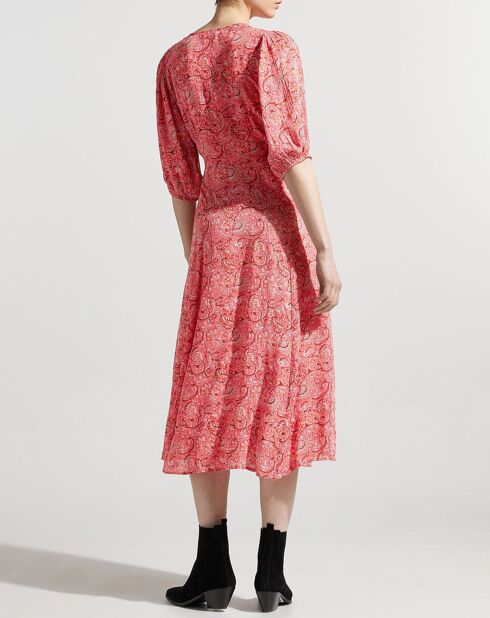 Robe midi portefeuille Nacre imprimée rose
