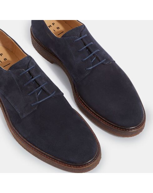 Derbies en Velours de Cuir bleu marine