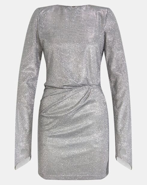 Robe à épaulettes Vanille à paillettes argentée