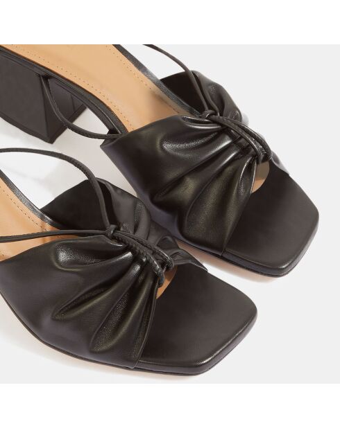 Mules en Cuir Olivia noires - Talon 7 cm