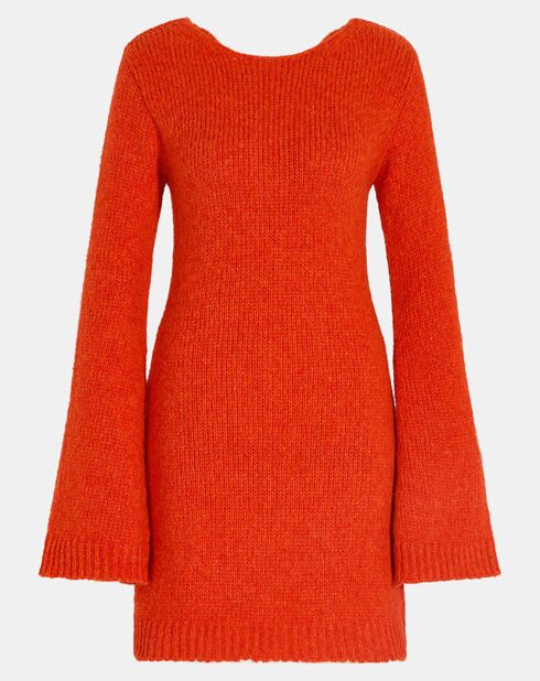 Dutuit orangefarbenes rückenfreies Kleid