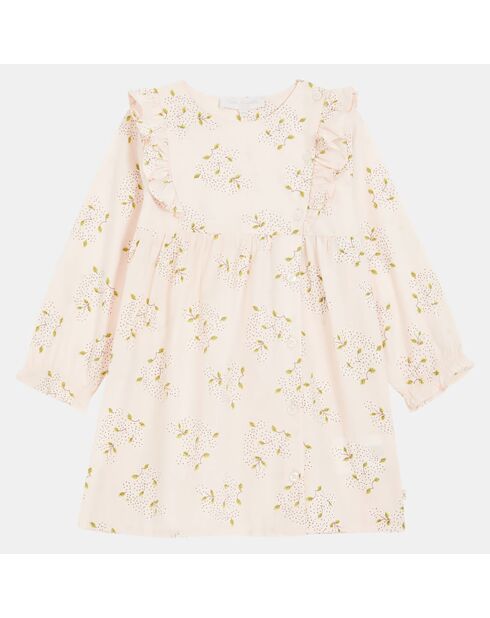 Robe en Coton Bio Abella bis ml aop rose