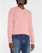 Pull 100% Cachemire Nachve col V rose