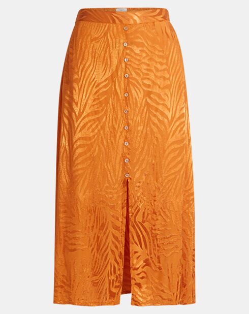 Jupe satinée Lucile léopard orange