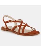 Sandales plates en Cuir orange brique