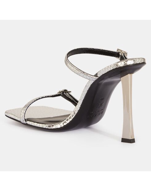 Sandales en Cuir croco Flick argentées - Talon 8,5 cm