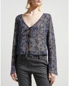 Blouse Mel motifs Velours bleu marine