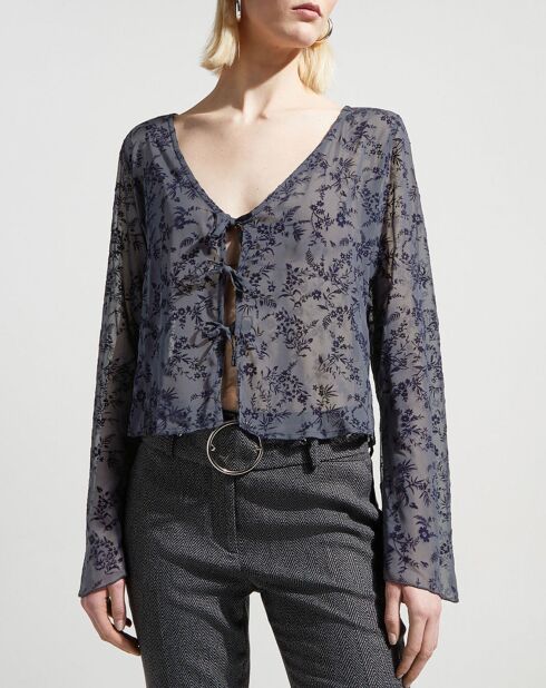 Blouse Mel motifs Velours bleu marine