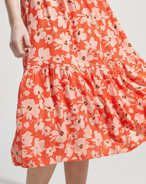 Robe midi Lauralie imprimée orange/rose