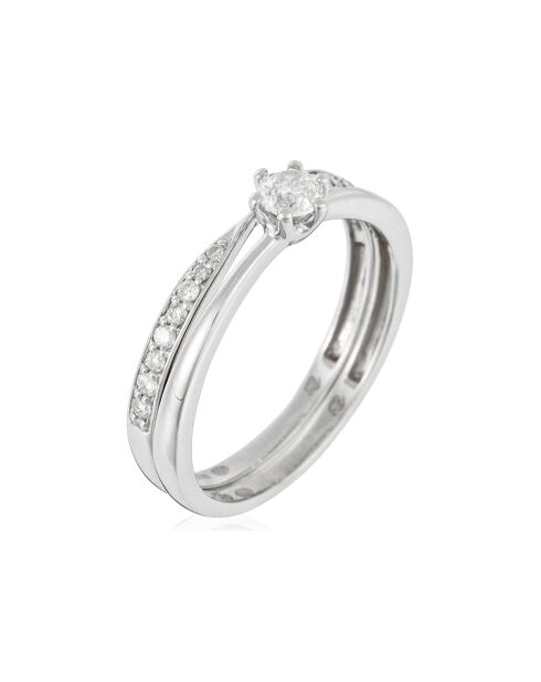 Bague Duo Diamants 0.33 ct or blanc