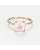Bague Havva Diamants 0.085 ct & Quartz rose 2.08 ct or rose