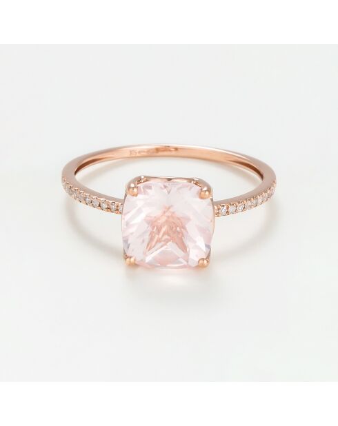 Bague Havva Diamants 0.085 ct & Quartz rose 2.08 ct or rose