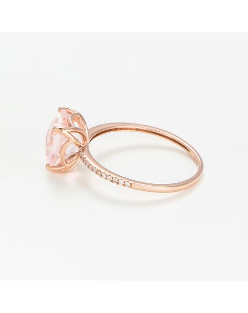 Bague Havva Diamants 0.085 ct & Quartz rose 2.08 ct or rose