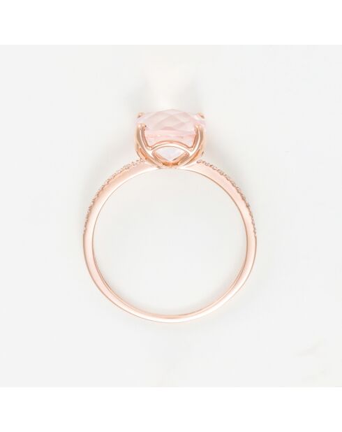 Bague Havva Diamants 0.085 ct & Quartz rose 2.08 ct or rose
