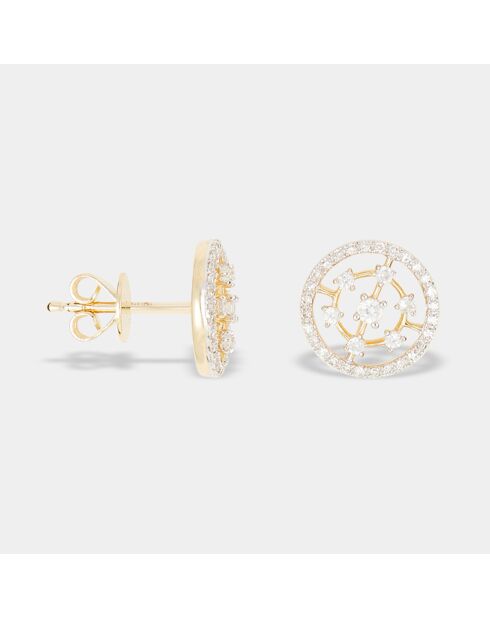 Kamilla Ohrringe mit 0,11 ct Diamanten und 0,148 ct weißen Saphiren und Gelbgold