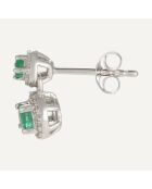 Boucles d'oreilles Saki Diamants 0.11 ct & Emeraudes 0.36 ct or blanc
