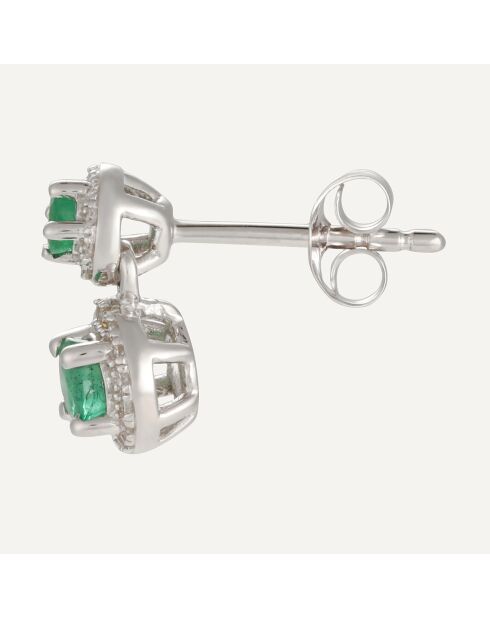 Boucles d'oreilles Saki Diamants 0.11 ct & Emeraudes 0.36 ct or blanc