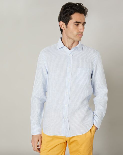 Chemise regular 100% Lin Paul bleu ciel