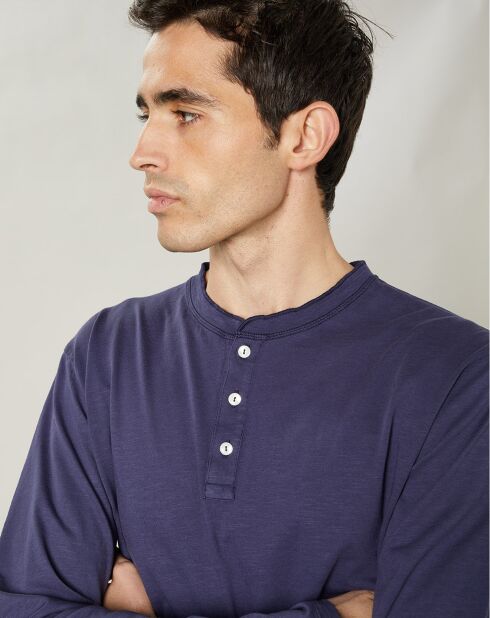 T-Shirt Henley bleu