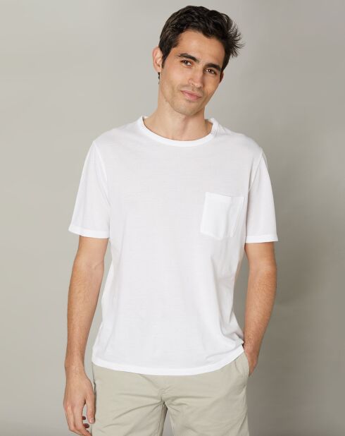 T-shirt bianca con tasca trapuntata