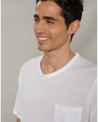 T-shirt bianca con tasca trapuntata