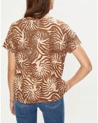 T-Shirt print corail marron