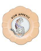 Assiette plate en Porcelaine fleur Guépard Bon appetit  pêche - D.23 cm