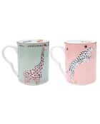 2 Mugs en Porcelaine Guépard et Girafe Carnival multicolore - 280ml