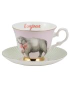 Tasse à thé avec soucoupe en Porcelaine Elephant - Animal Magic rose pale - 280ml