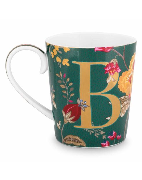 Alphabet Floral Fantasy B Tasse aus grünem Porzellan, 350 ml