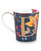 Mug en Porcelaine Alphabet Floral Fantasy D bleu - 350ml
