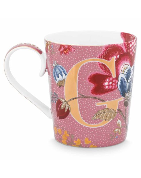 Alphabet Floral Fantasy G Porzellanbecher, 350 ml, rosa