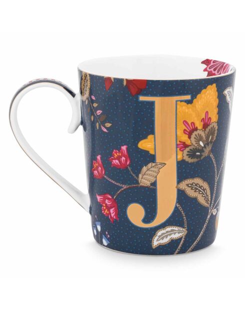 Mug en Porcelaine Alphabet Floral Fantasy J bleu - 350ml