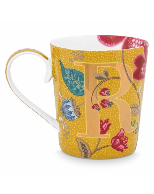 Alphabet Blushing Birds R Porzellanbecher, 350 ml, gelb