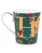 Mug en Porcelaine Alphabet Floral Fantasy H vert - 350ml