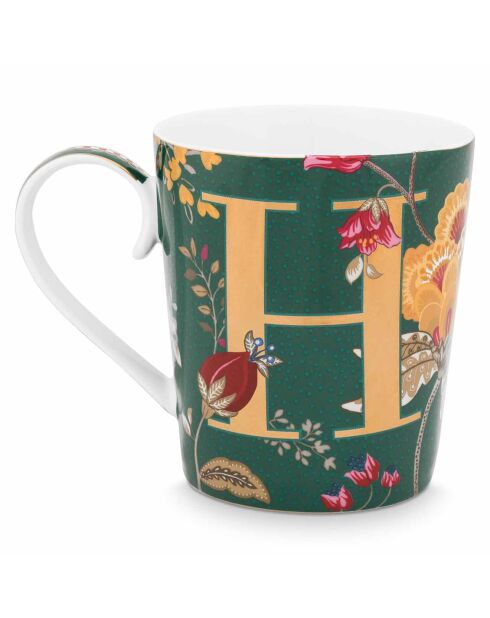 Mug en Porcelaine Alphabet Floral Fantasy H vert - 350ml