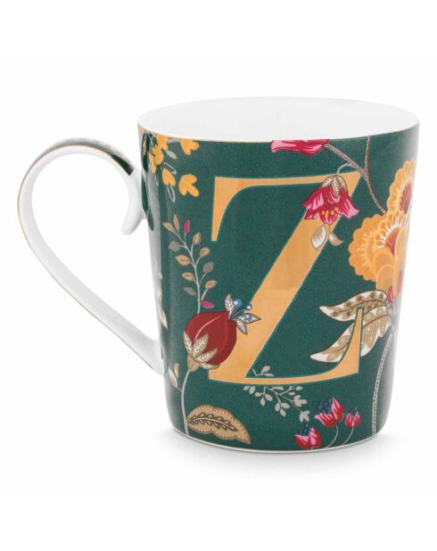 Alphabet Floral Fantasy Z Tasse aus grünem Porzellan, 350 ml